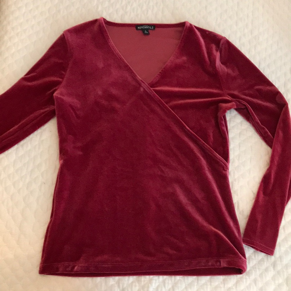 J Crew long sleeve velvet top